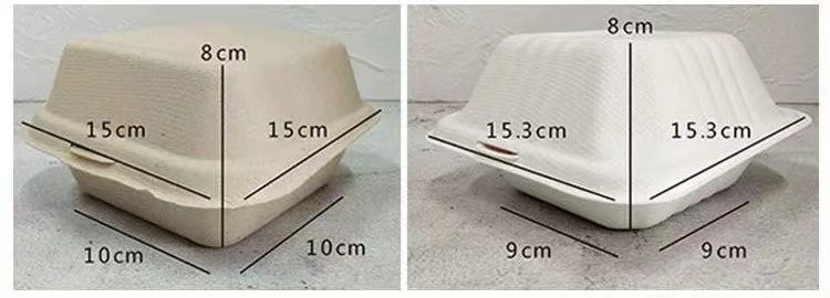 Cake Food Container Paper Box Compartment Clamshell Sugarcane Lunch Box