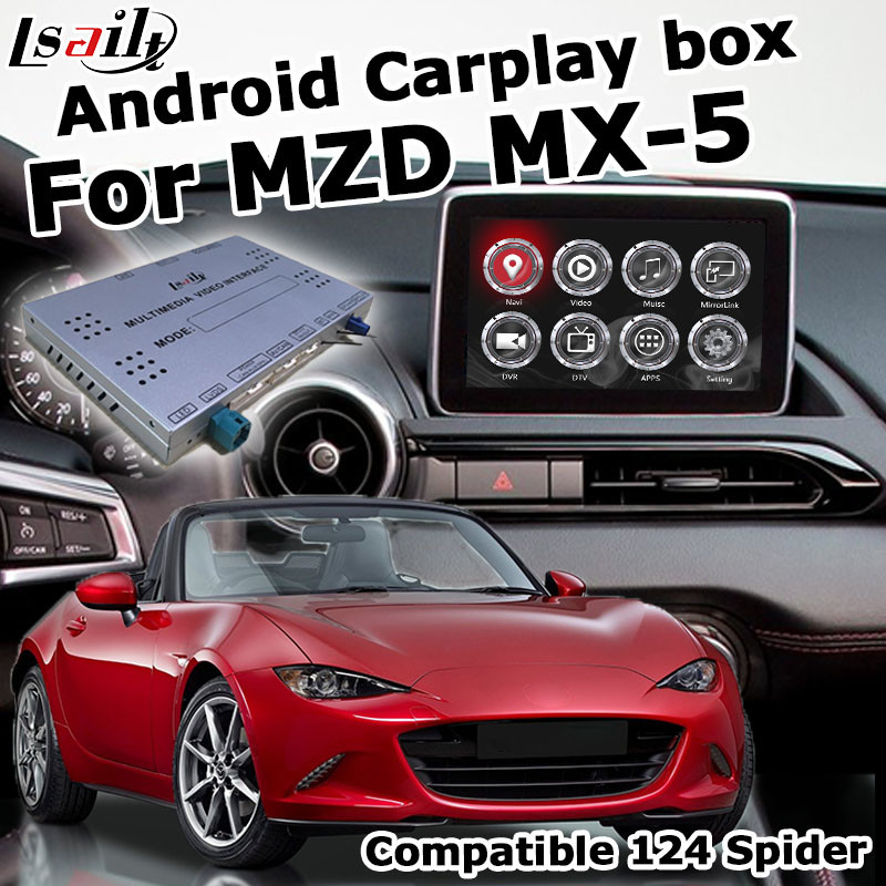 Mazda MX-5 MX5 FIAT 124 Android auto carplay Box with Mazda origin knob control video interface