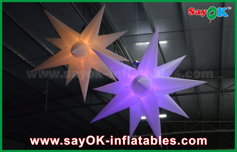 1.5m DIA Hang Up Celling Inflatable Star Balloon With LED Light Color Change