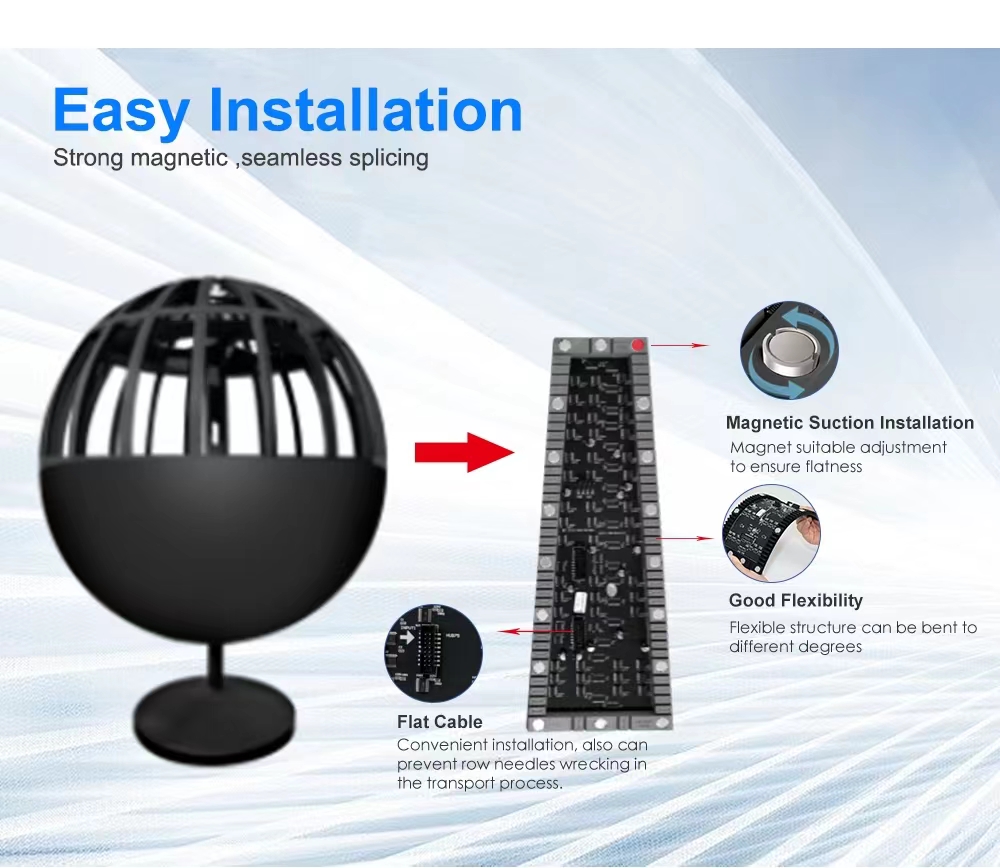 Flexible LED Display Hd Indoor Ball Sphere LED Screen Full Color 64*32 Dots Resolution Constant Driving