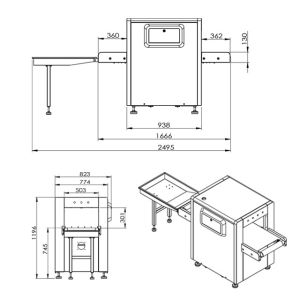 High Penetration X Ray Baggage Inspection System 100 KG Airport X Ray Baggage