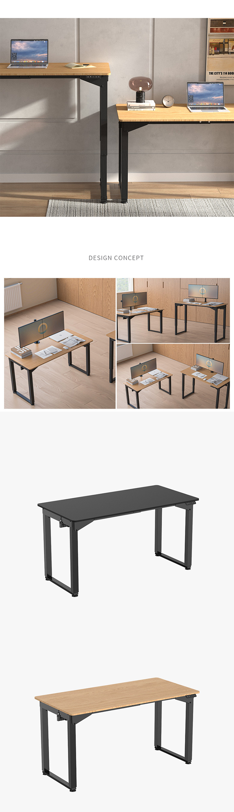 Sit and Stand Office Table Electric Up Lift Desk Custom Dual Motor Colored Metal Frame 25 mm/s Speed