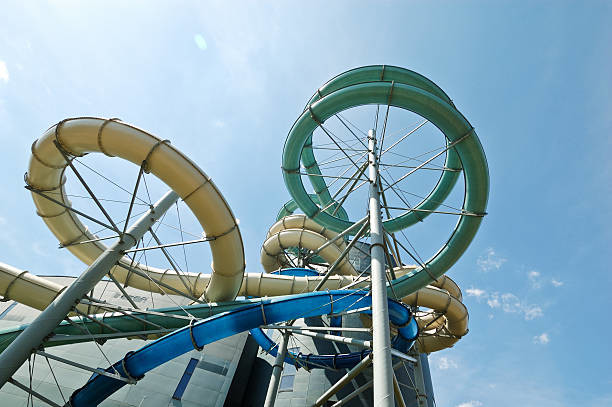 Safety Fiberglass Spiral Theme Park Water Slide For Entertainment Experience