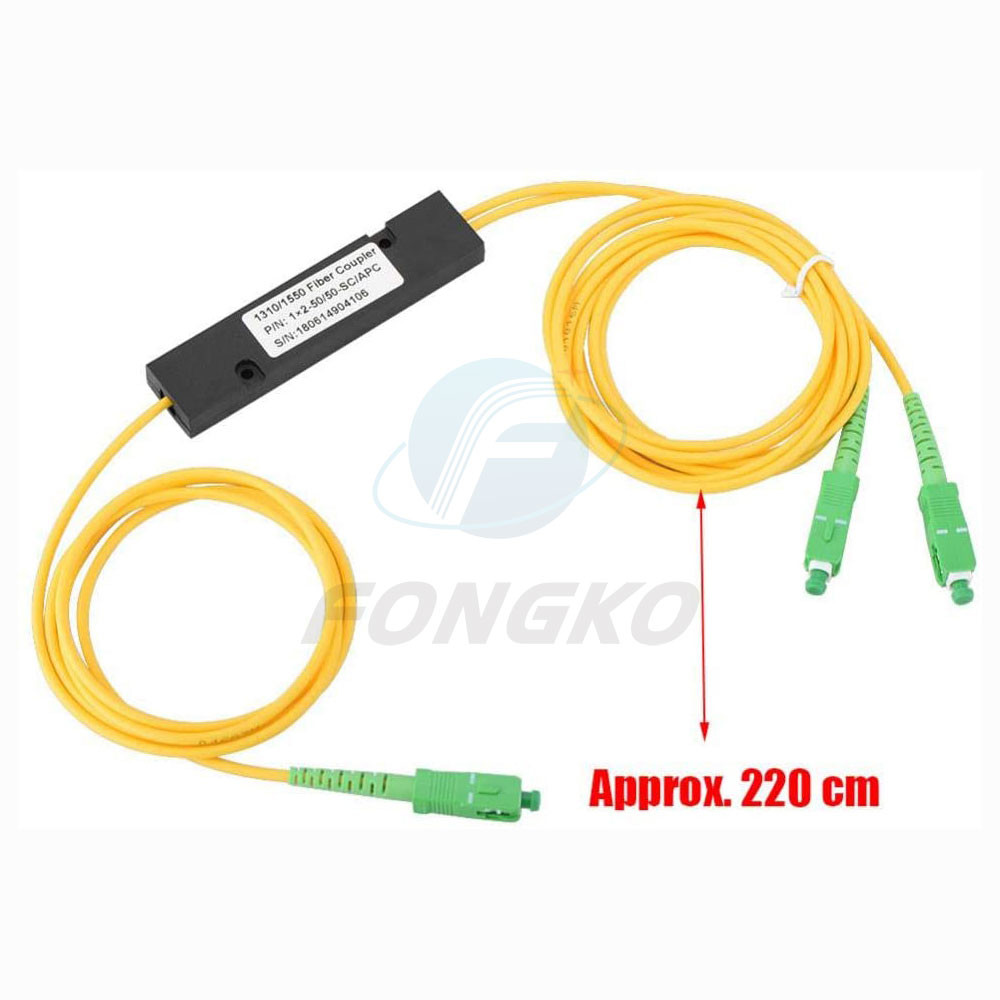 OEM ODM FTTH high quality 1:2 SC/APC fiber optical splitter 1*2 micro FBT ratio coupler 1310nm or 1490nm or 1550nm