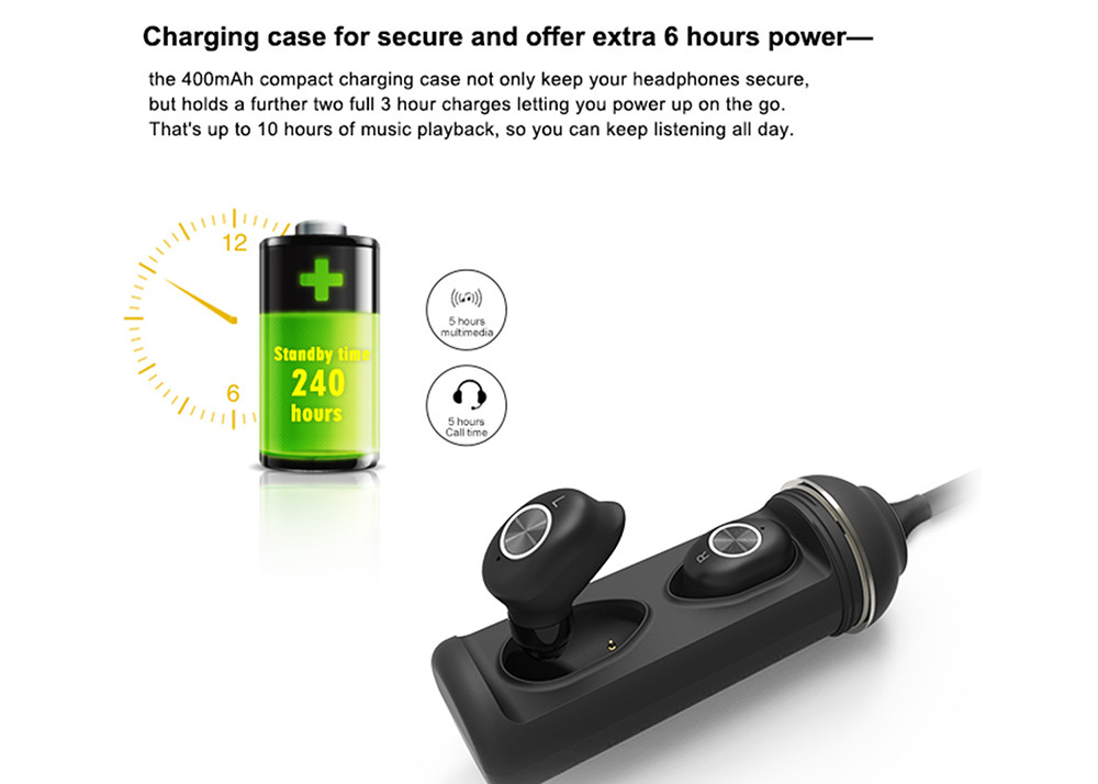 Bluetooth 4.2 True Wireless Stereo Earphones Automatic Pairing With Charging Case