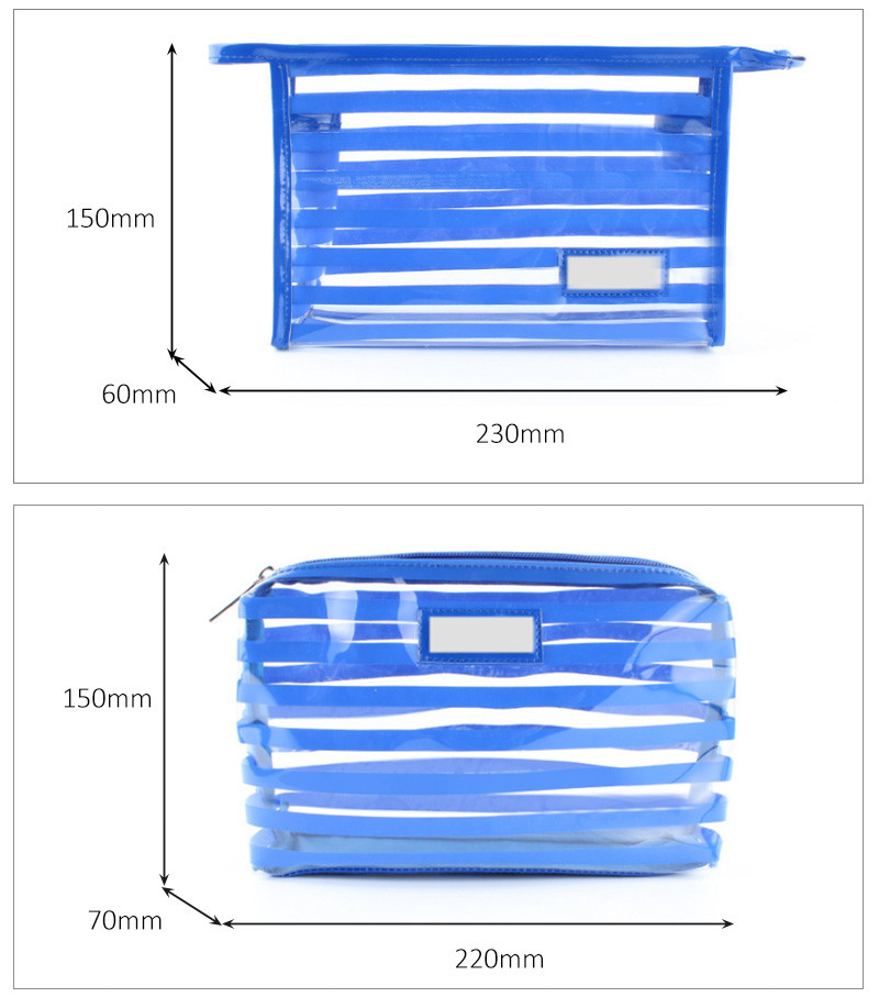 Multi-Functional Transparent Clear Strip Pattern PVC Cosmetic Bag