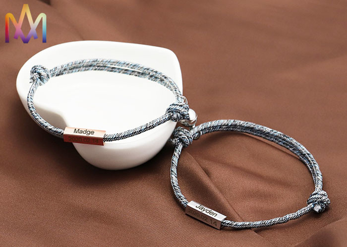 Bells Pendants Braided Lettering Mens Magnetic Bracelets