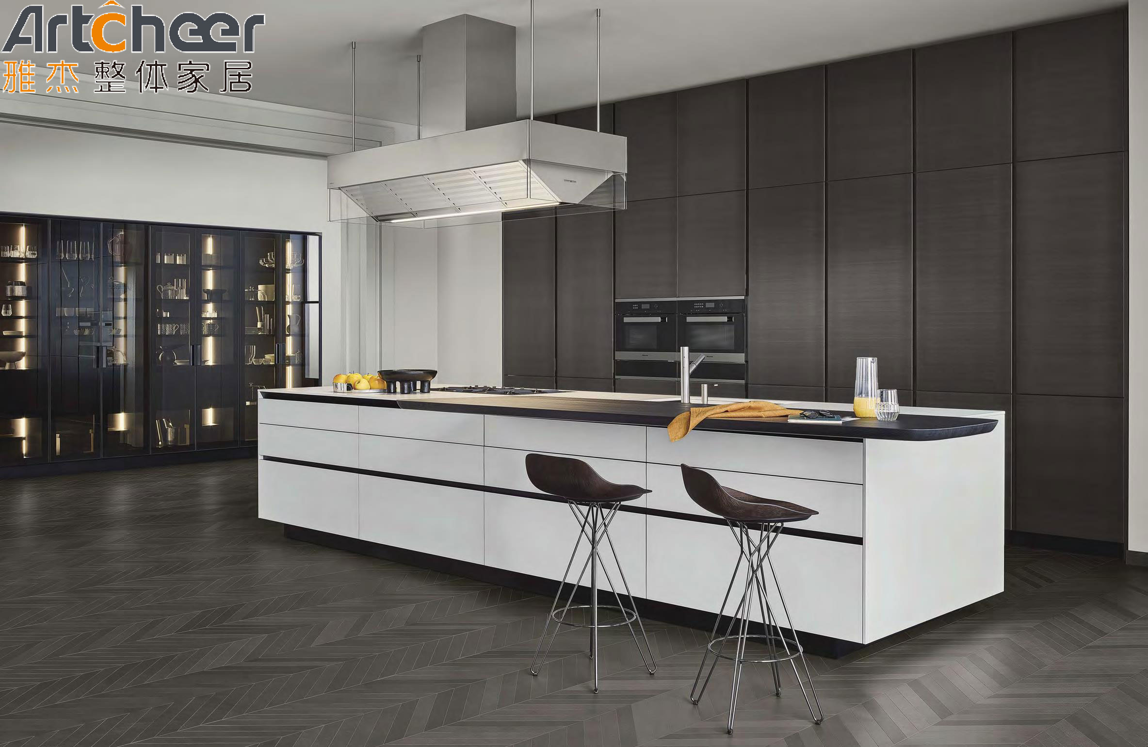 Kabinet Kitchen Cabinet Aluminium Profile Modern Design Furniture with E0 Grade HPL Material