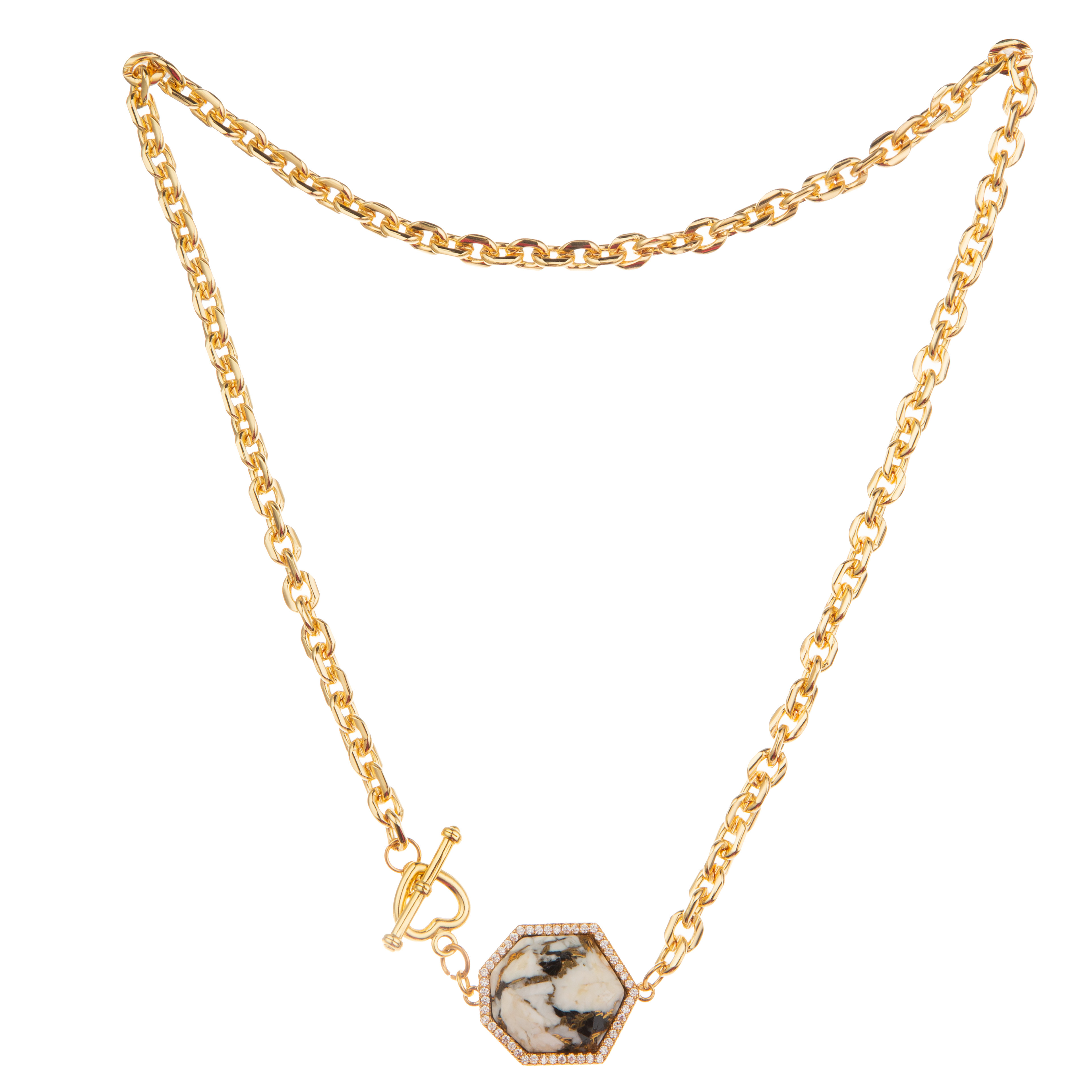 European Simple Fashion 14K Gold-Plated Pendant Chain Link Necklace
