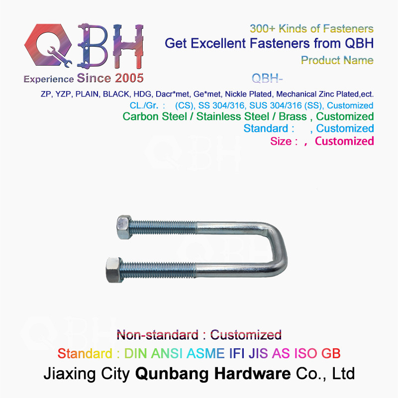 Square Card Right Angle Galvanized U Bolt M6 - M10