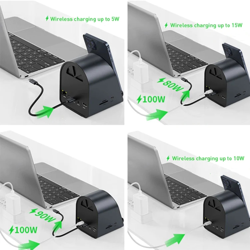 USB 3.1 10 In 1 Type-C Multiport Docking Station Hub with Gigabit Ethernet and 4K HD HDMI