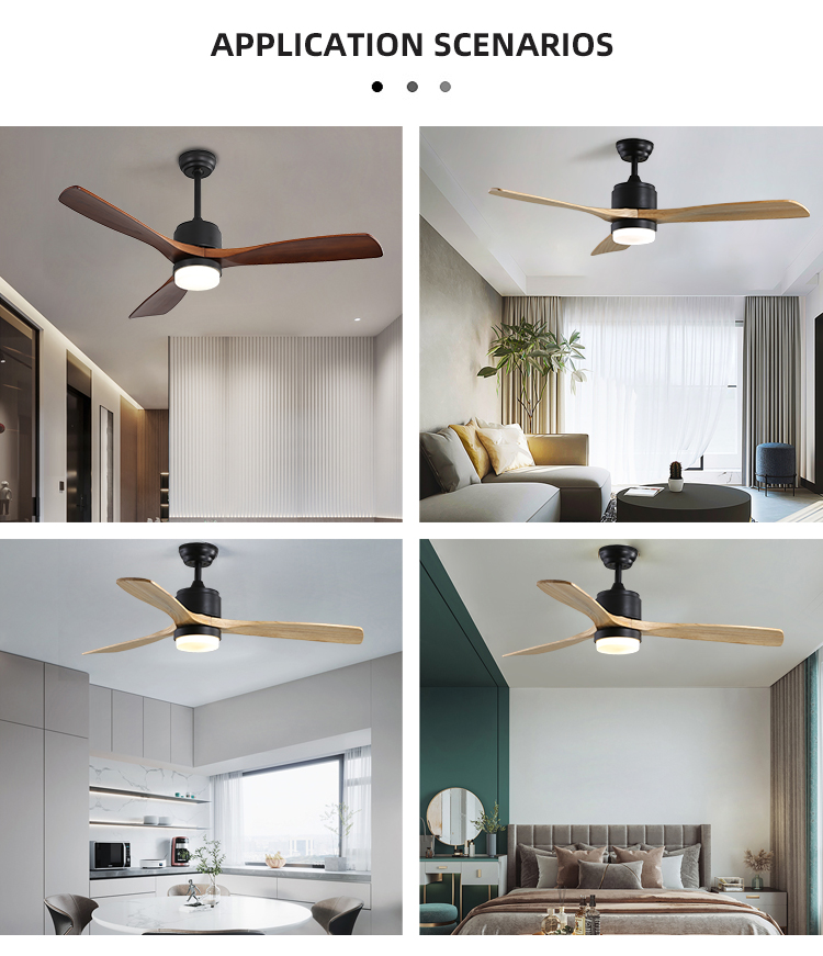 52Inch Time Setting Wood Ceiling Fan Light