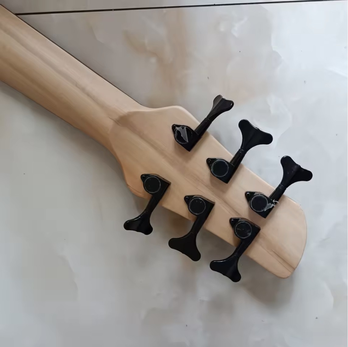 Custom 6 Strings Natural Ash Burl Spalted Maple Top Neck Through Body Electric Bass Guitar Black Imported Hardware​, Accept Bass OEM