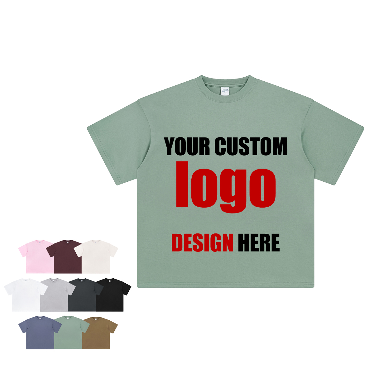 Custom Unisex Short Sleeves Men's t-shirts Blank 190g Heavyweight 100% Cotton t-shirts