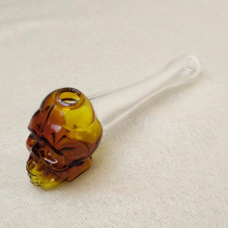 Skull Pyrex Glass Bubbler Pipe / Oil Burner Bong Pipe Nail Small Size