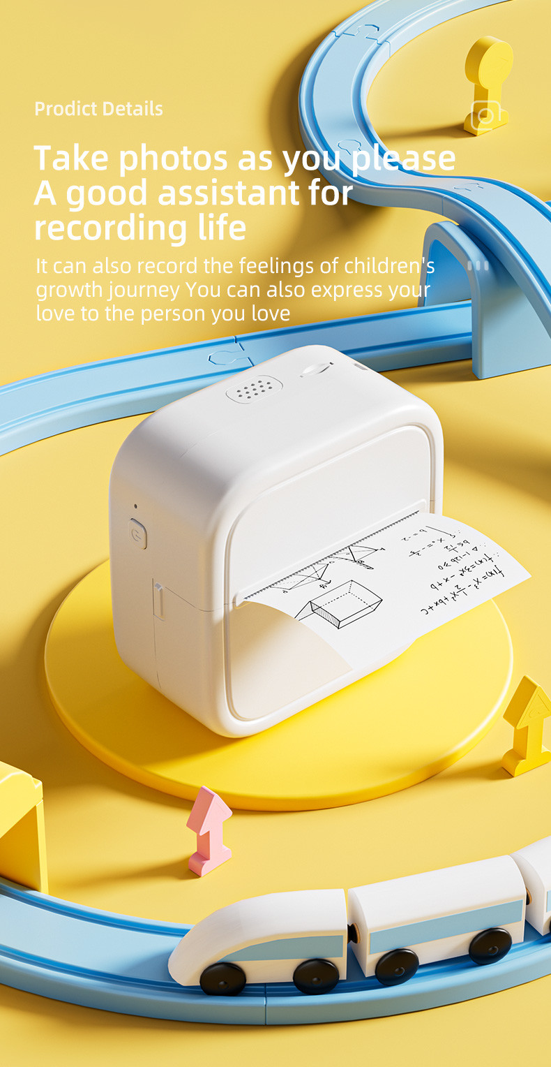 Mini Label Printer BT Connection With MP3 Music Player 1200mah Battery New Design