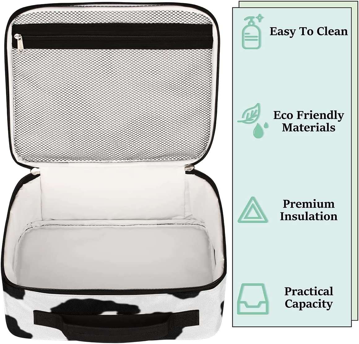 Multi Functional Waterproof Fabric Cow Printed Lunch Bag With Handle