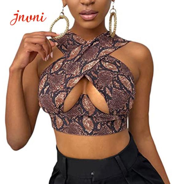 Sexy Women's Crisscross Halter Tank Tops Solid Color Sleeveless Cutout Front