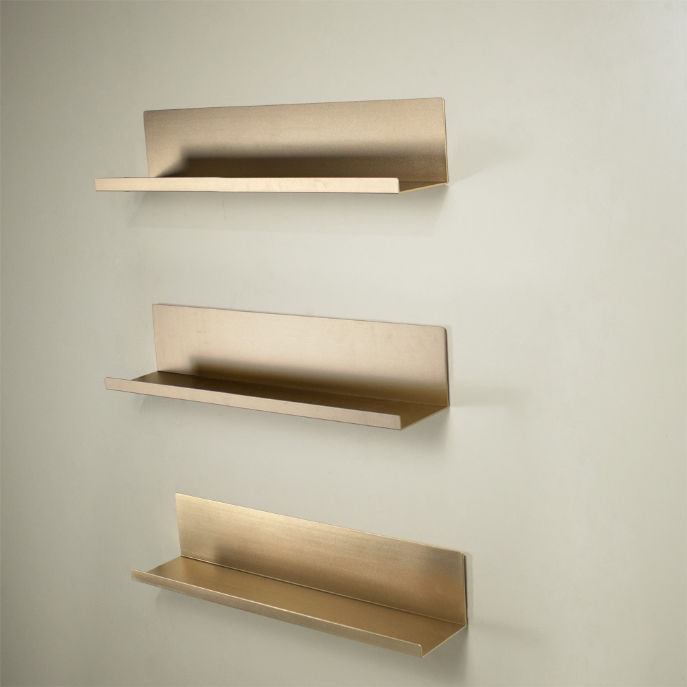 Modern Aluminum Structural Frame L Shape Golden Floating Shelf Wall