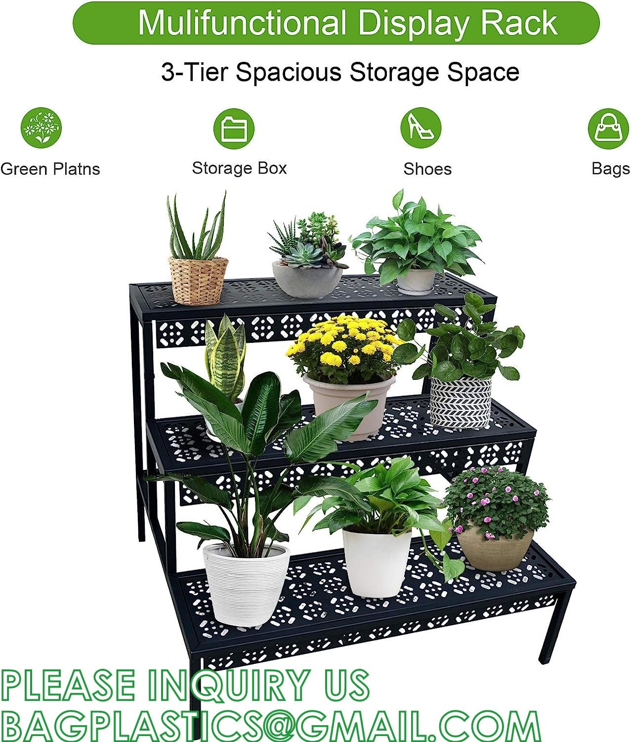 Metal Plant Stand Garden Display Shelf Flower Pot Holder Storage Organizer Rack Indoor Home Outdoor Patio Balcony