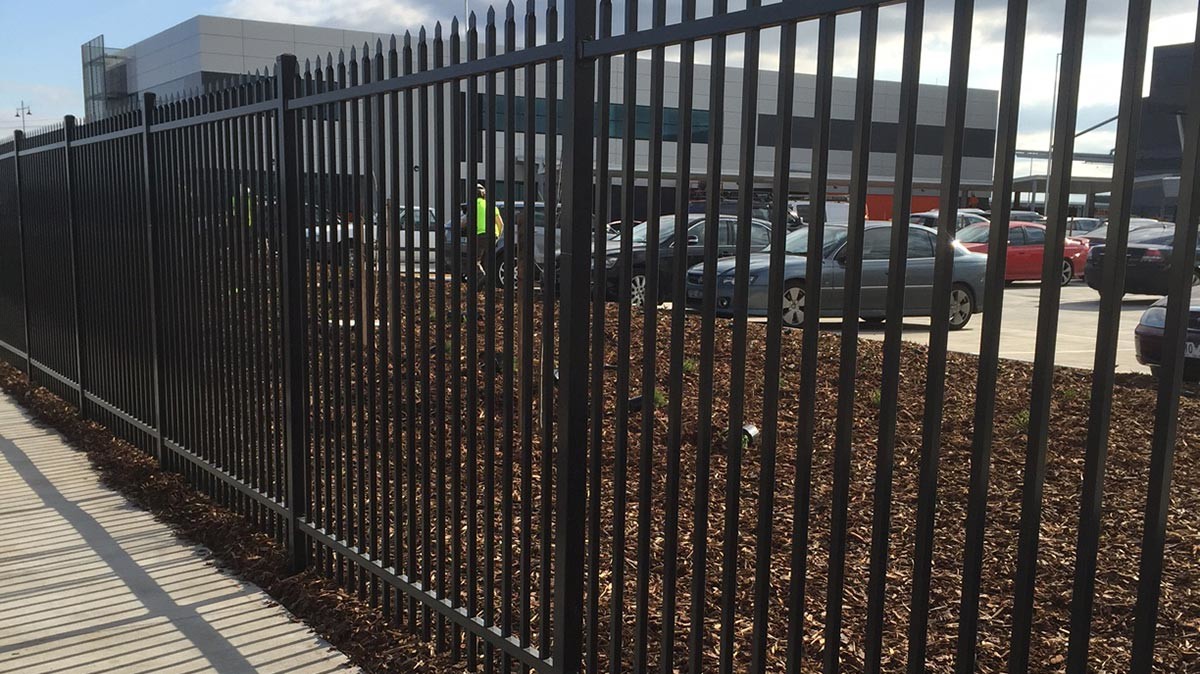 Steel Hercules Security Fencing Slanted Tubular Palisade Fences Ornamental Wrought Iron Panels