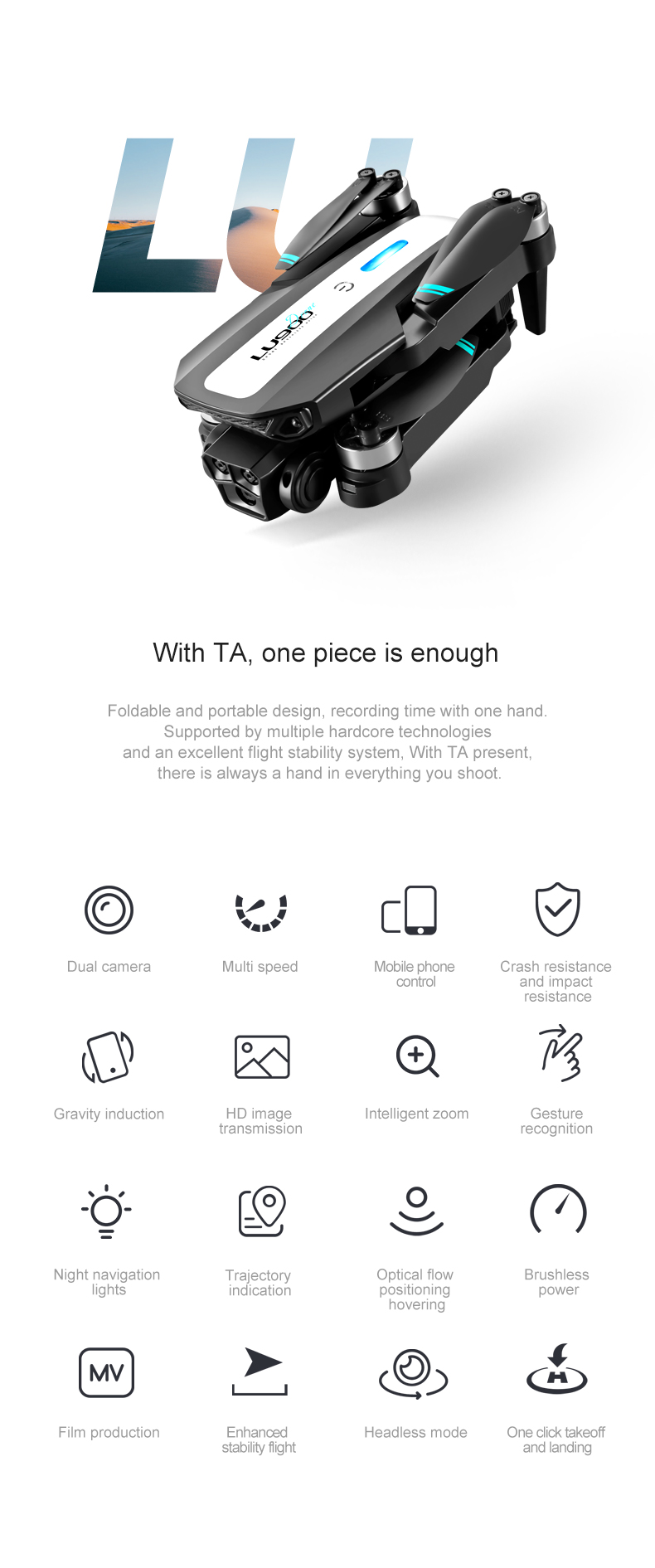 Lu900 Mini Drone 4k Dual Camera Drone With 5g Wifi Fpv Abs Remote Control Toys 100m Image Transmission Distance Yes Gyro
