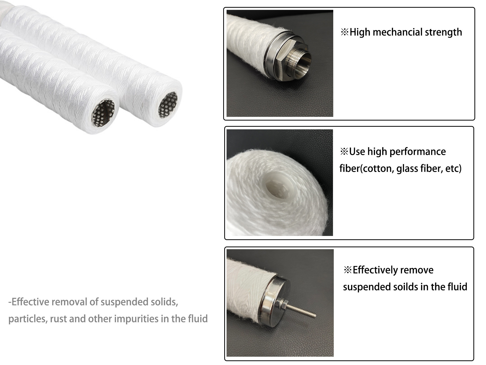 1 - 10um String Wound Filter Cartridge For Power Plant Condensation Water Filtration