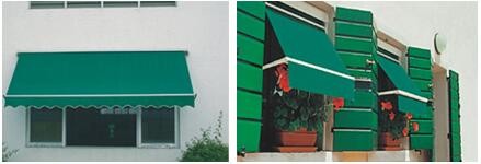 Aluminium Retractable Window Awnings Polyester Acrylic Drop Arm Awnings