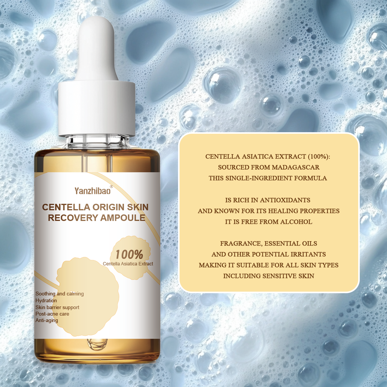 Centella Asiatica Facial Serum 3.38 Fl.oz (100ml) Liquid Ampoule for Face