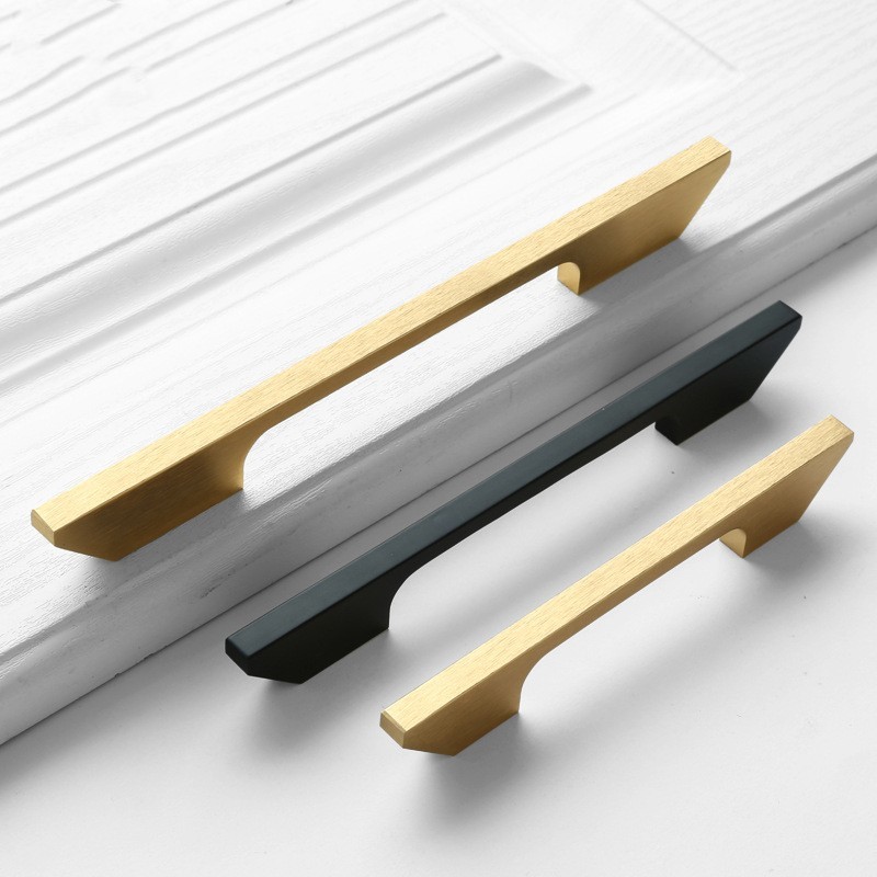 192mm Wardrobe Aluminum Long Handles Black Gold Decoration For Closet