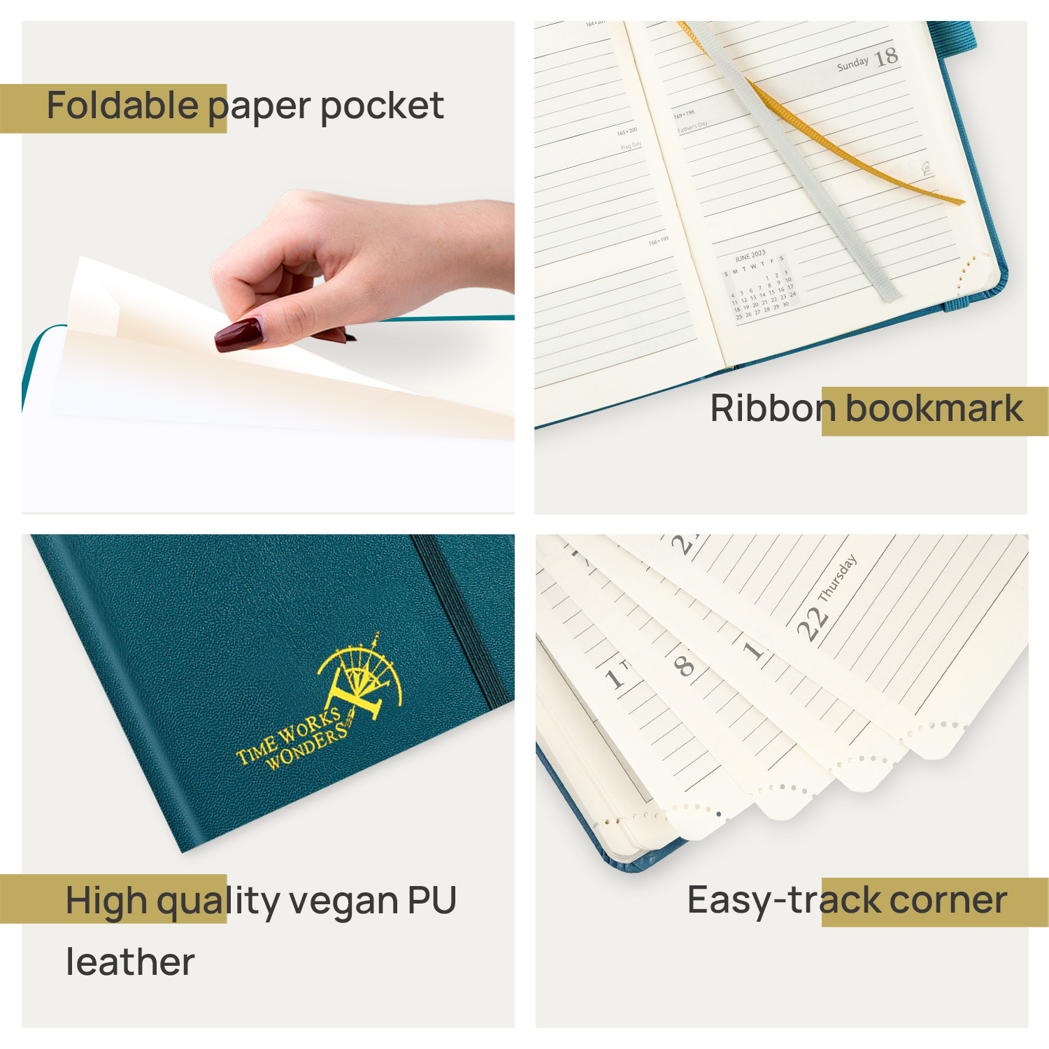 FSC Pacific Green Mini Hardcover Weekly Planner 2023 Vertical Printed
