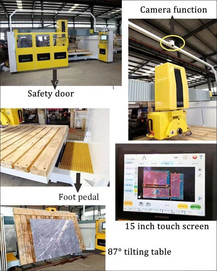 Granite CNC Stone Cutting 5 Axis Bridge Saw Machine
