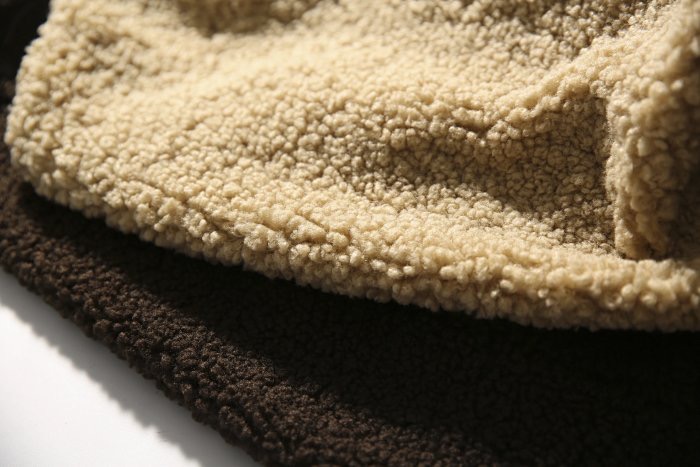 Winter Coat Polar Solid Color Stand Collar Zipper Utility Loose Long Sleeve Oversize Custom Sherpa Fleece Jacket for Men