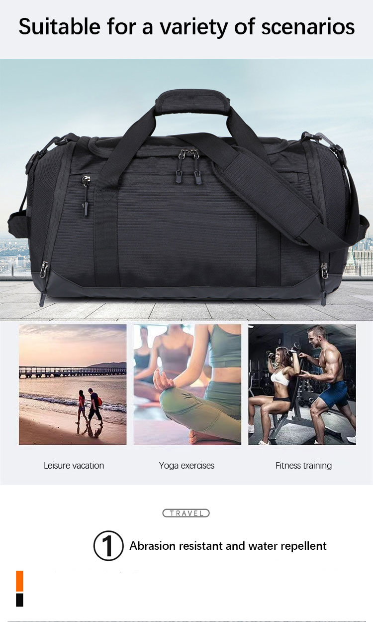 Customizable Gym Bags With Handle , Oxford Dry Wet Separation Fitness Tote Bag