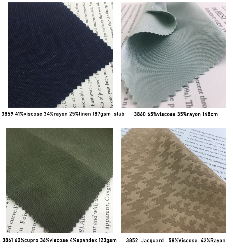 Chinese factory woven wave pattern eco friendly fabrics 35%rayon 65%viscose fabric  for dress for garment for shirt pajamas