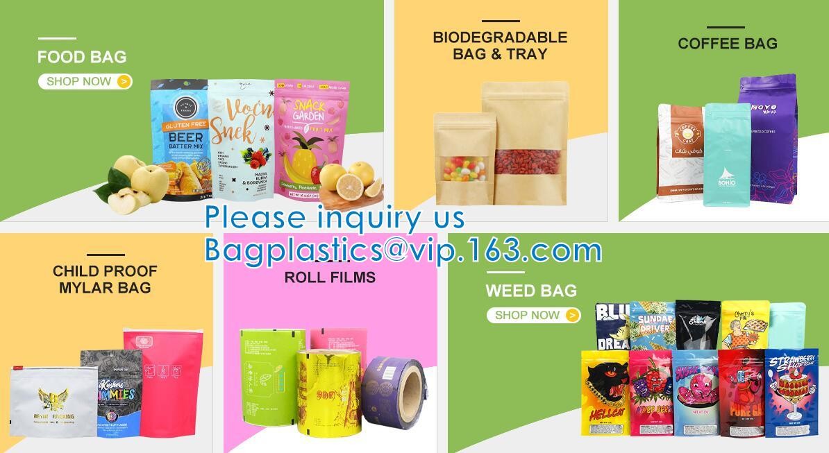 Bio, eco, compost, Square bottom, Flat Bottom, Stand Up, Side Gusset, Zipper Top, With Window, Tear Notches