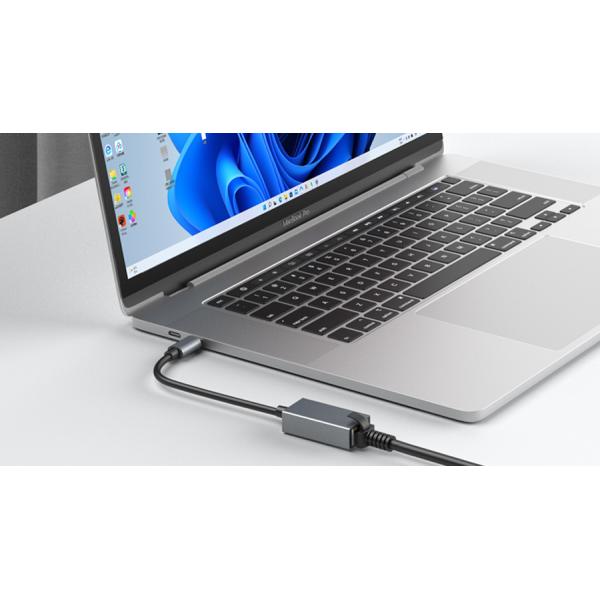 USB C To Lan Gigabit Adapter For Phone Laptop Plastic ABS White Color