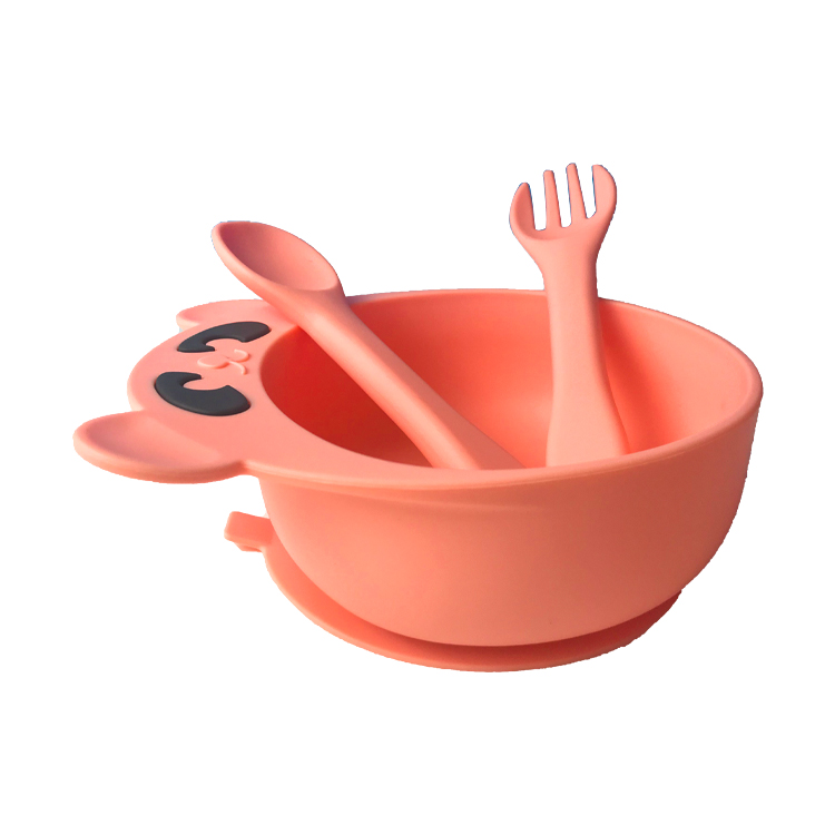 Panda Shape Baby Silicone Products BPA Free Portable Silicone Bowl And Spoon