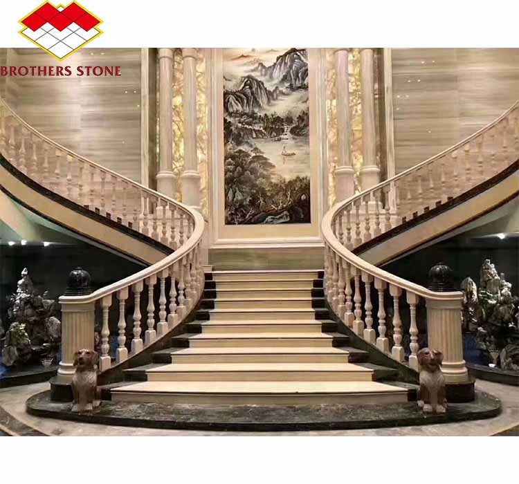 ODM/OEM 18mm Thickness European Design White Grey Grains Marble Carved Stair Treads and Risers