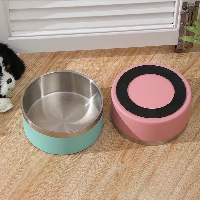 Bowls Durable Stainless Steel Anti-Spill Non-Slip PET Bowl for Drinking