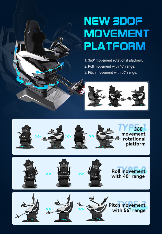 220V 9D VR Racing Simulator Aluminum Alloy Steering Wheel Driving Arcade Game Machine