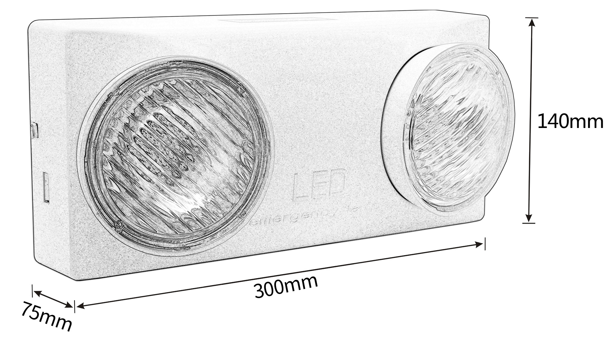 300Lm Emergency Exit Sign Light With 2 Adjustable Head Mounting Plate