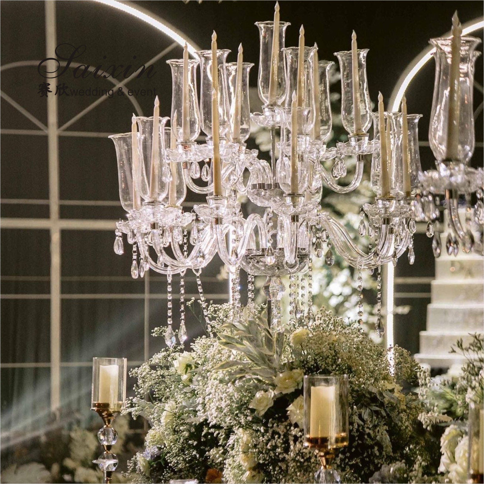 13 Arms Crystal Glass Candelabra Centerpiece Wedding 150CM