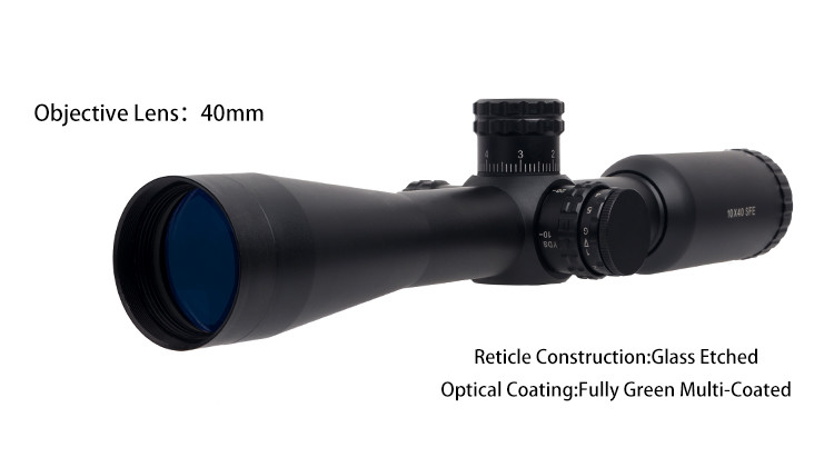 Fogproof 10X40SFE Riflescope Illuminated Hunting Scope 1 / 8MOA 30MM Tube