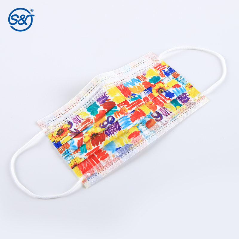 Fashion printing Tie-dye Anti Odor 3ply Disposable Non Woven Printed Face Mask Protective Face Mask Medical/ Dental mask