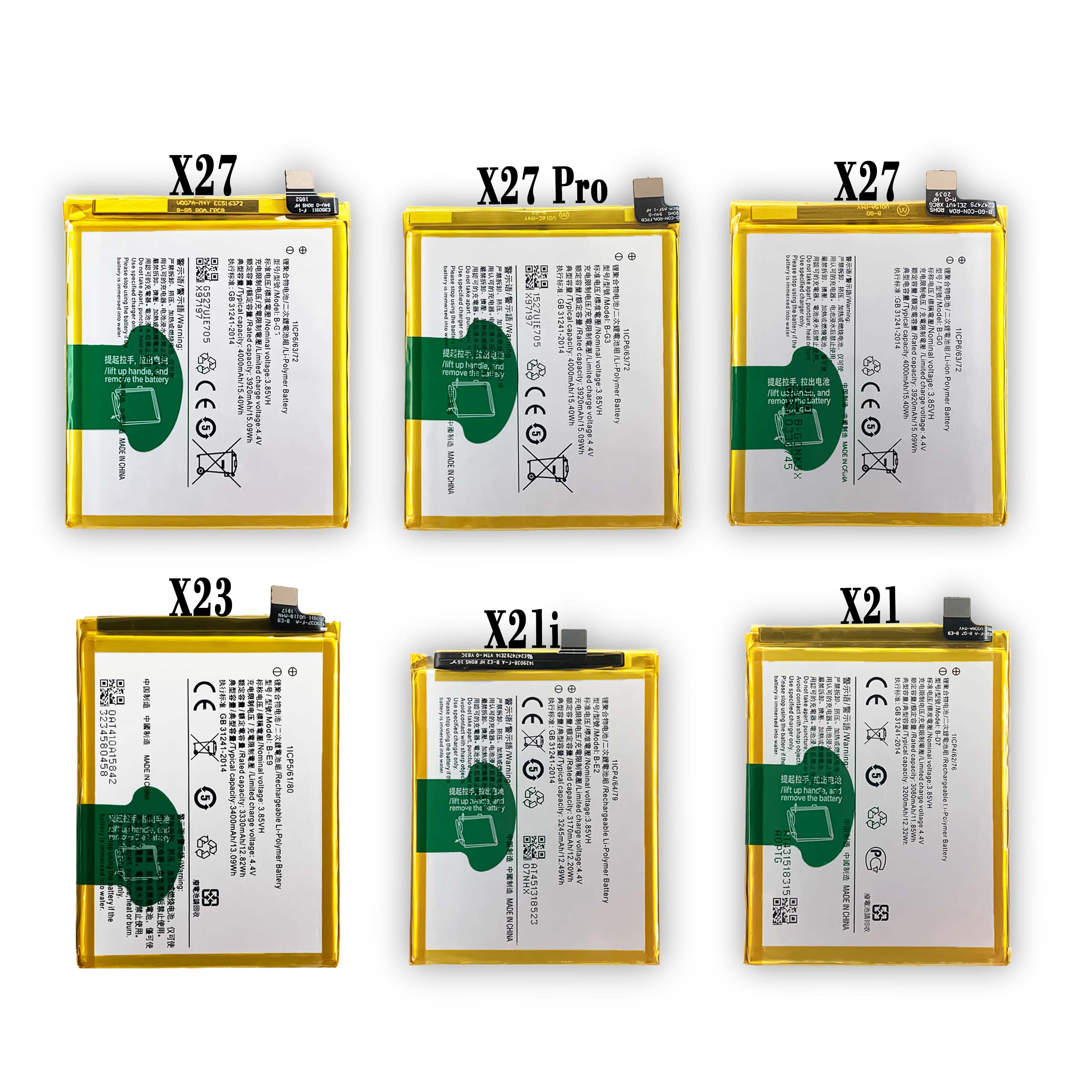 X6 X6S X3 X3S X3T X30 X30 Pro X27 X27 Pro X23 X21i X21 X20 X20 Plus Battery for VIVO X9S X9