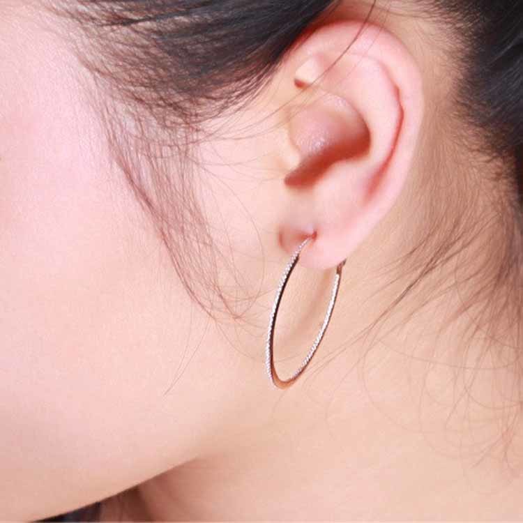 18K Rose Gold 0.33 carat Diamonds Hoop Earrings for Women Gift (GDE017)