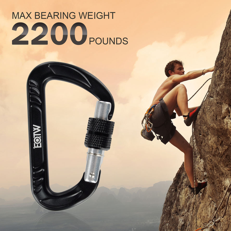 Climbing Aluminum Carabiner with Galvanized Finish CE Certified D Shape Screw Gate