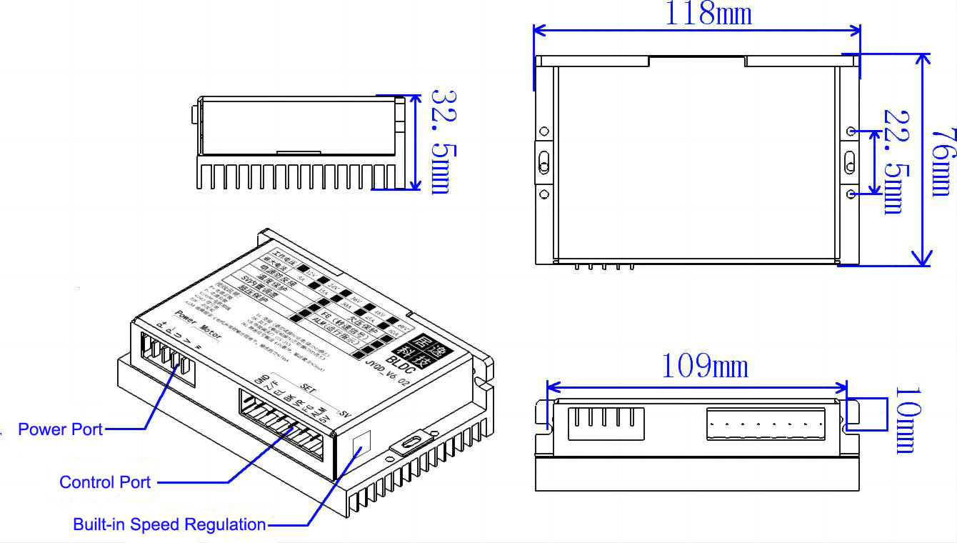 Smooth Operation Sensorless BLDC Motor Driver Duty Cycle 0-100% for Brushless Motors