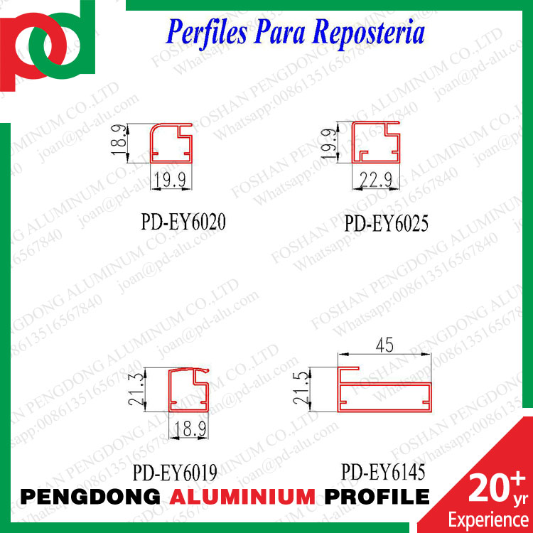 Peru 6063 T5 Aluminium Kitchen Door Profile For Confectionery